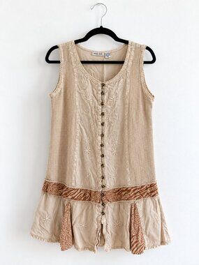 Vintage Y2K Whimsigoth raya sun Beige Dress, Size 1X